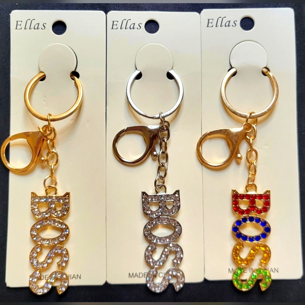 BOSS Bag Charm/ Keychain NWT Gold/Silver/Multicolor
